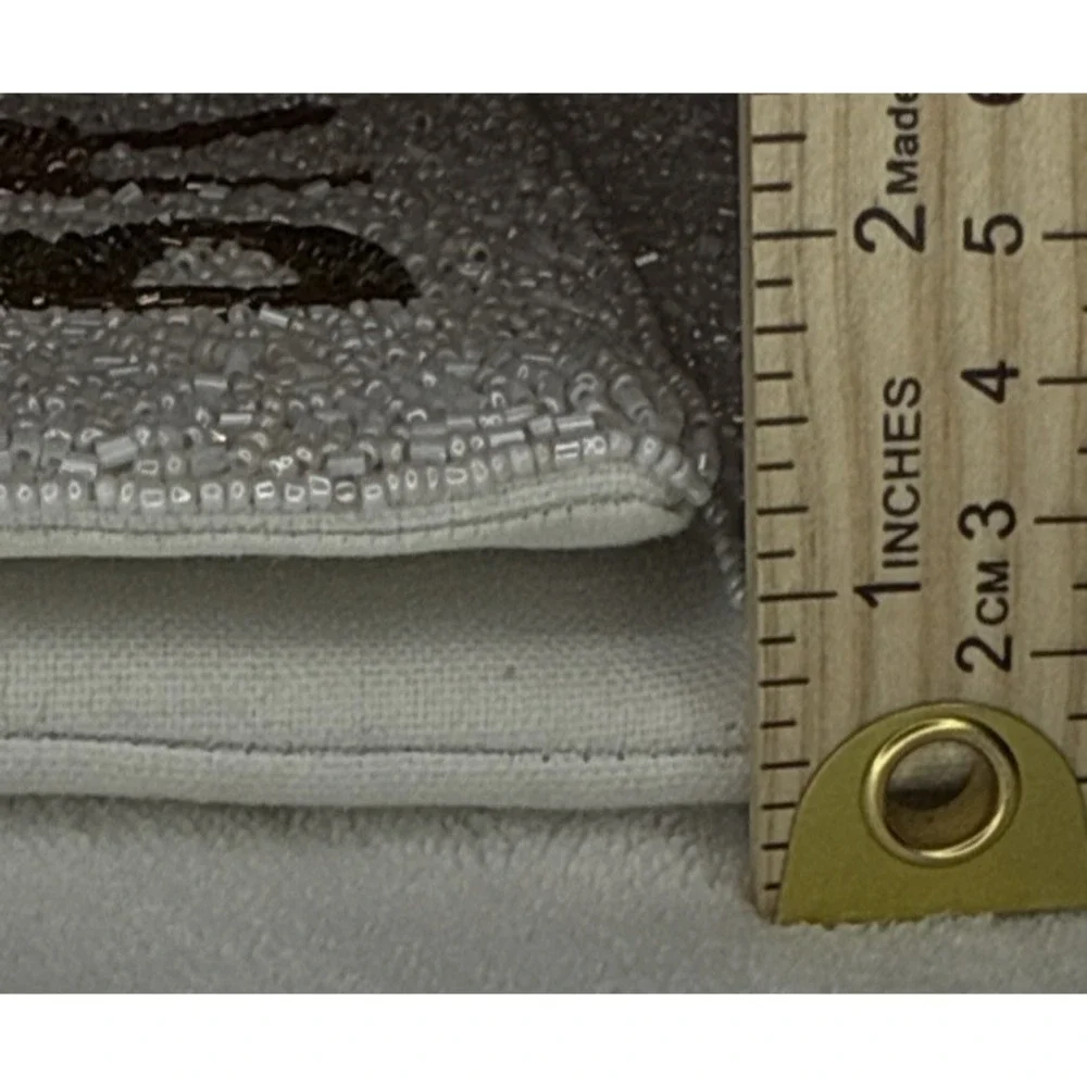 Bride Clutch Embroidered Glass Beaded Gold Tone Chain Strap Classy Elegant